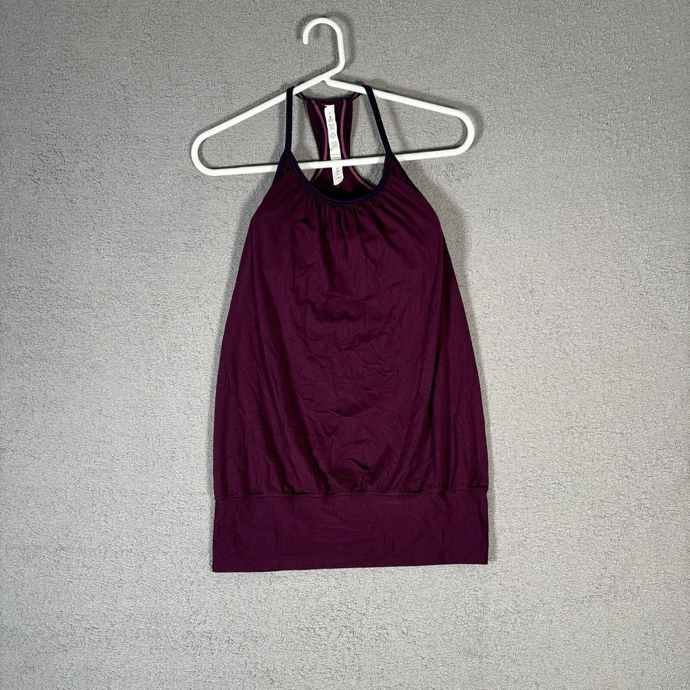 Lululemon U5 Top Built In Bra Size 4 Burgundy Plum Purple Yoga Tank Top